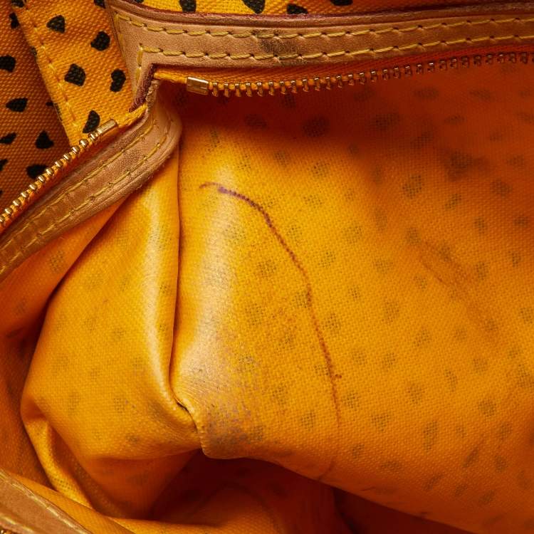 Pre Owned Louis Vuitton Yellow Monogram Waves Limited Edition Yayoi Kusama Neverfull MM Bag