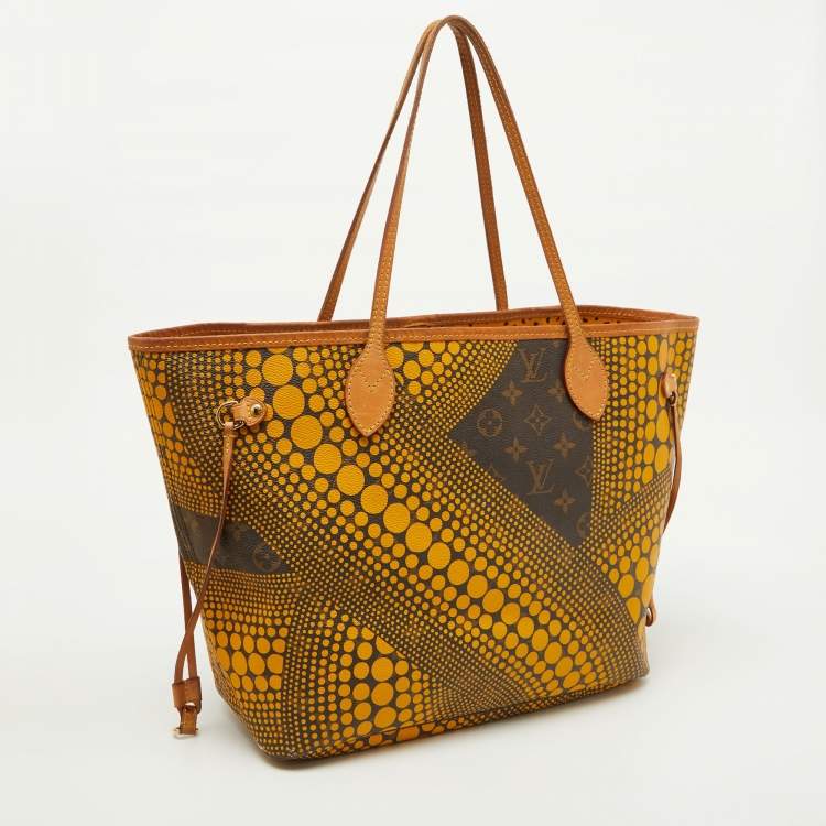 Pre Owned Louis Vuitton Yellow Monogram Waves Limited Edition Yayoi Kusama Neverfull MM Bag