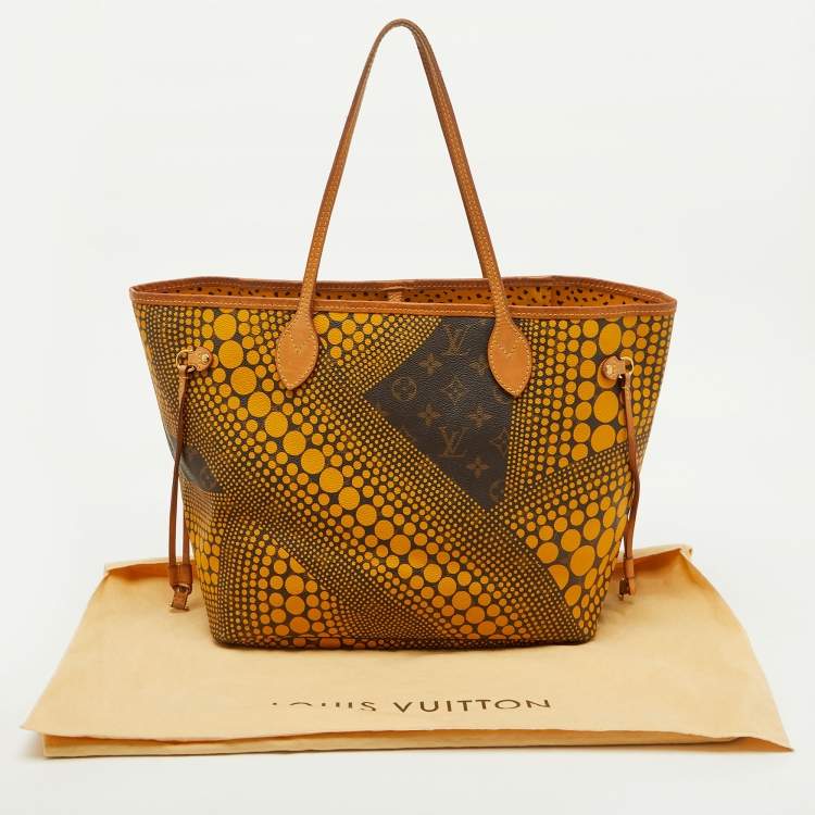 Pre Owned Louis Vuitton Yellow Monogram Waves Limited Edition Yayoi Kusama Neverfull MM Bag