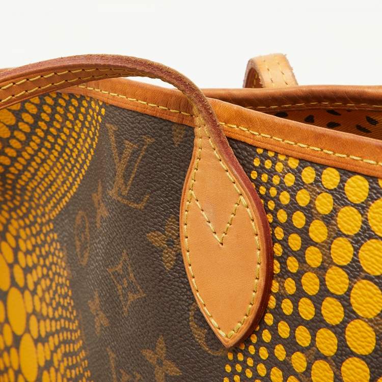 Pre Owned Louis Vuitton Yellow Monogram Waves Limited Edition Yayoi Kusama Neverfull MM Bag