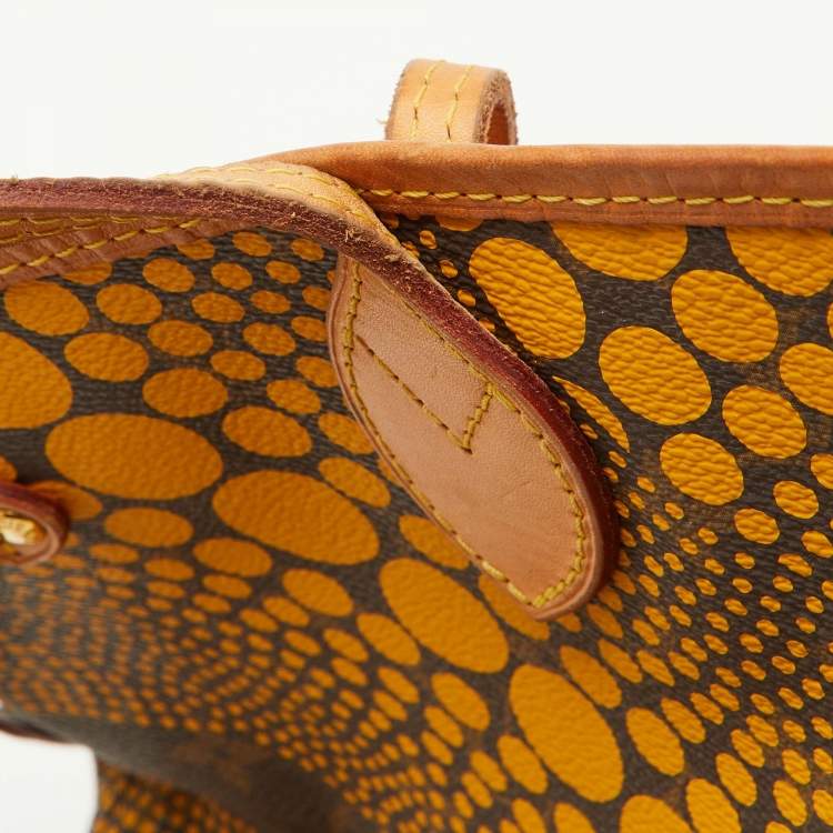 Pre Owned Louis Vuitton Yellow Monogram Waves Limited Edition Yayoi Kusama Neverfull MM Bag