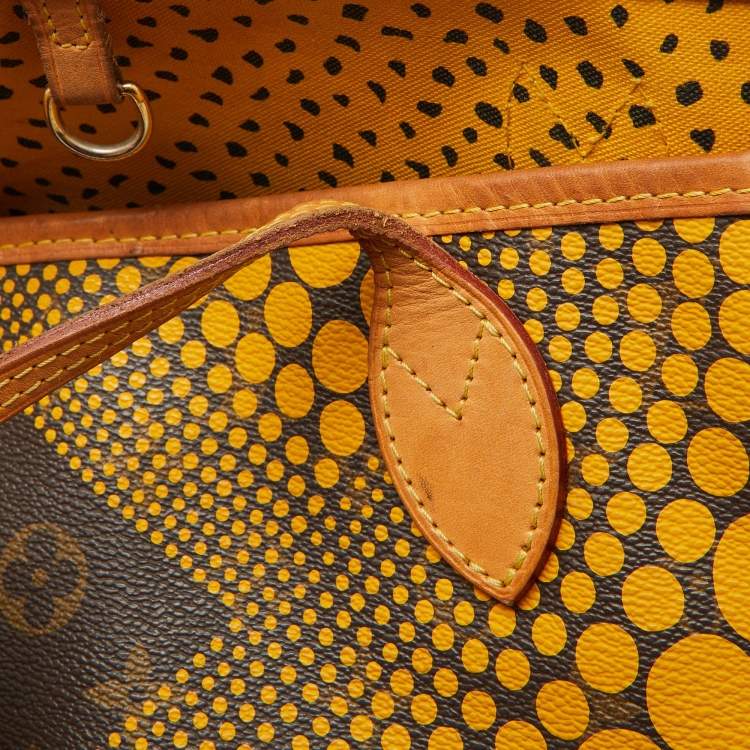 Pre Owned Louis Vuitton Yellow Monogram Waves Limited Edition Yayoi Kusama Neverfull MM Bag
