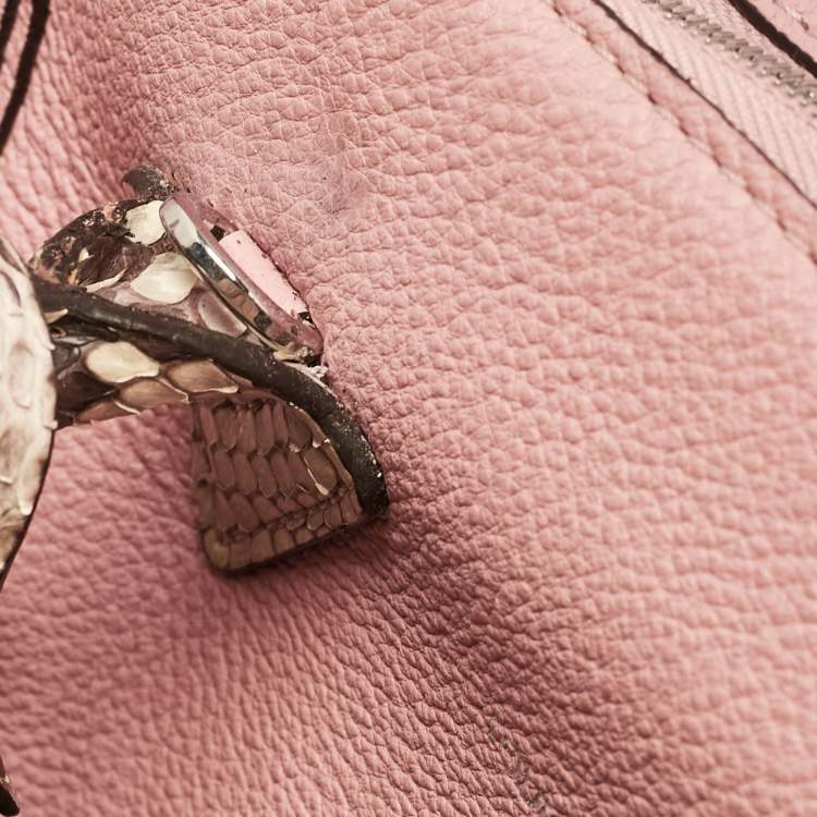 Pre Owned Louis Vuitton Pink/Beige Leather and Python Soft Lockit PM Bag