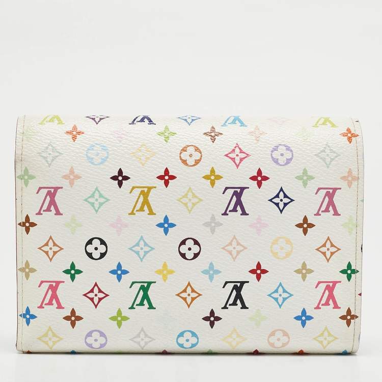 Pre Owned Louis Vuitton White Monogram Multicolore Canvas Alexandra Wallet