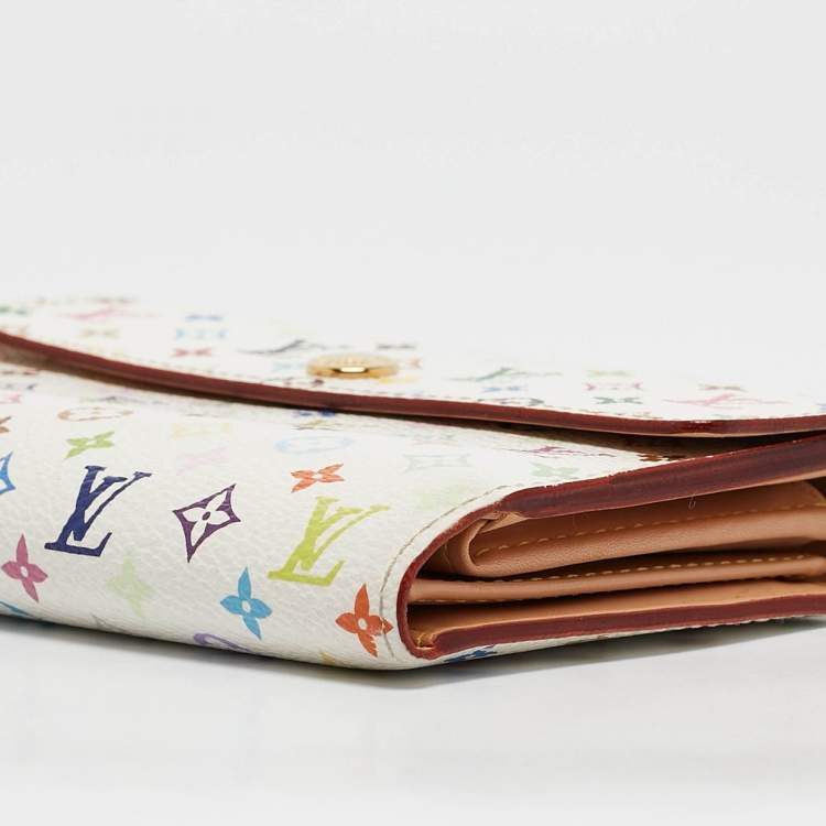 Pre Owned Louis Vuitton White Monogram Multicolore Canvas Alexandra Wallet