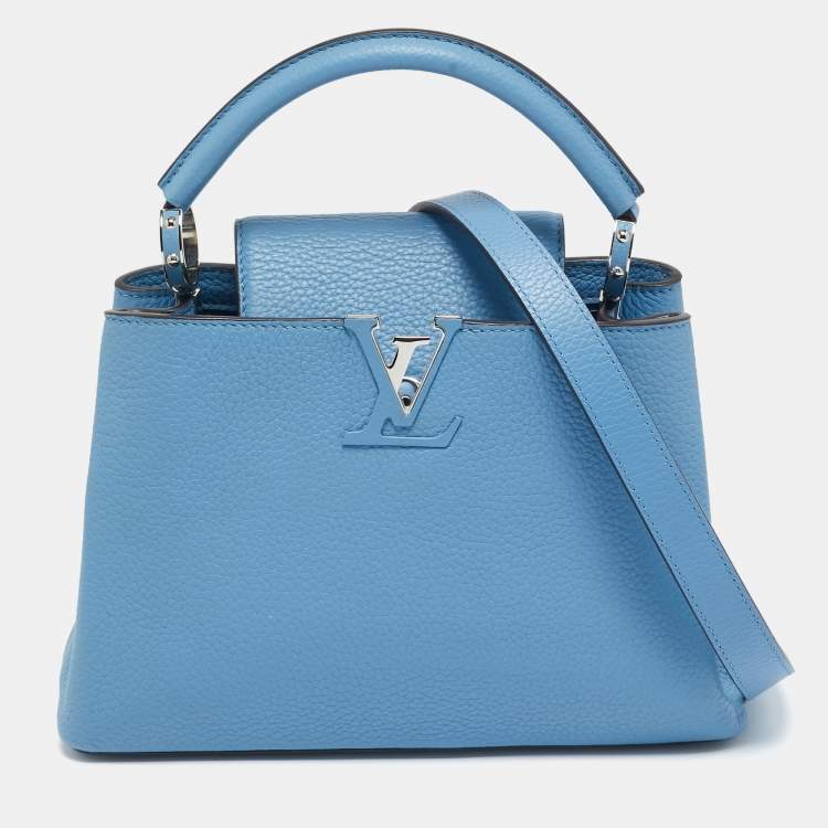 Pre Owned Louis Vuitton Light Blue Taurillon Leather Capucines BB Bag