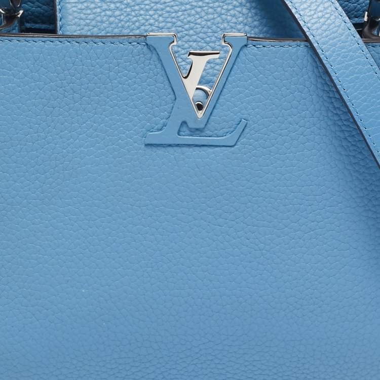 Pre Owned Louis Vuitton Light Blue Taurillon Leather Capucines BB Bag