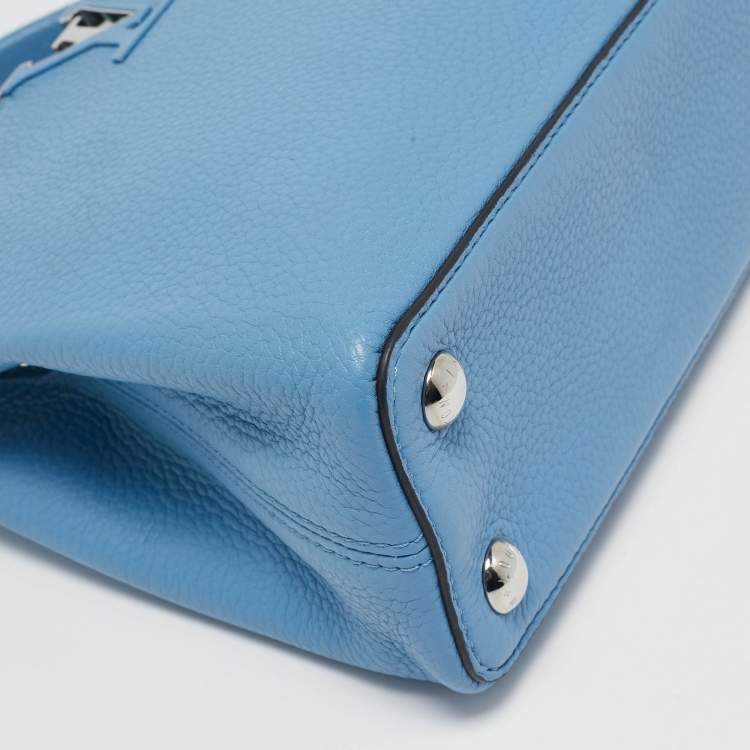 Pre Owned Louis Vuitton Light Blue Taurillon Leather Capucines BB Bag