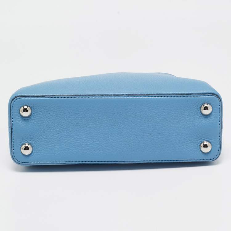Pre Owned Louis Vuitton Light Blue Taurillon Leather Capucines BB Bag