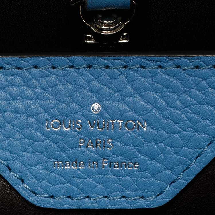 Pre Owned Louis Vuitton Light Blue Taurillon Leather Capucines BB Bag