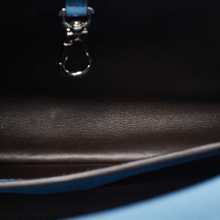 Pre Owned Louis Vuitton Light Blue Taurillon Leather Capucines BB Bag