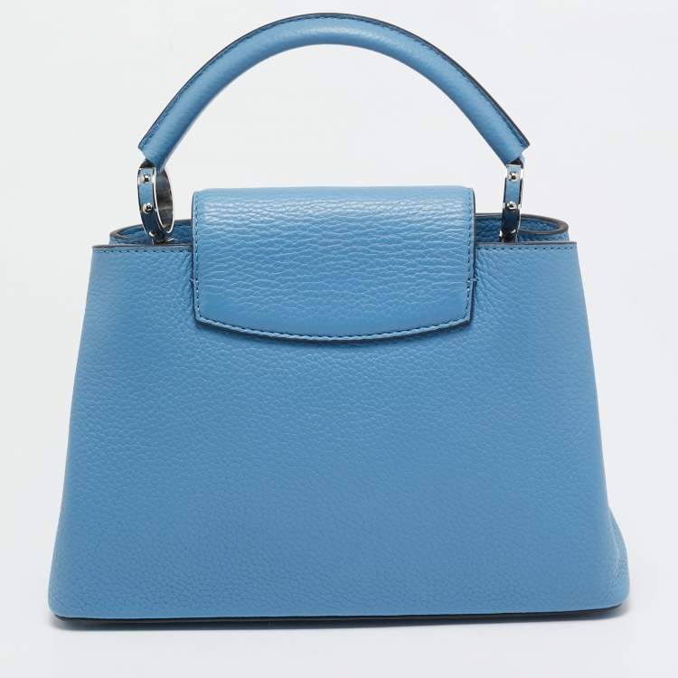 Pre Owned Louis Vuitton Light Blue Taurillon Leather Capucines BB Bag
