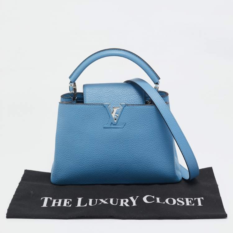 Pre Owned Louis Vuitton Light Blue Taurillon Leather Capucines BB Bag