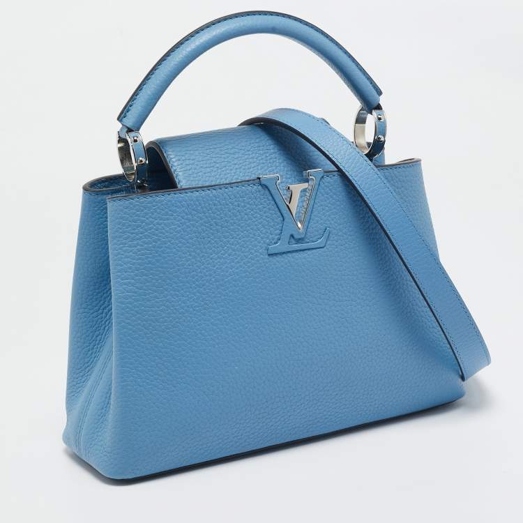 Pre Owned Louis Vuitton Light Blue Taurillon Leather Capucines BB Bag