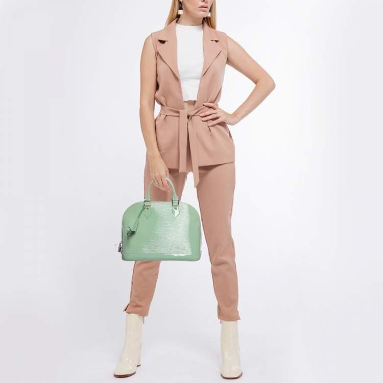 Pre Owned Louis Vuitton Peppermint Electric Epi Leather Alma PM Bag