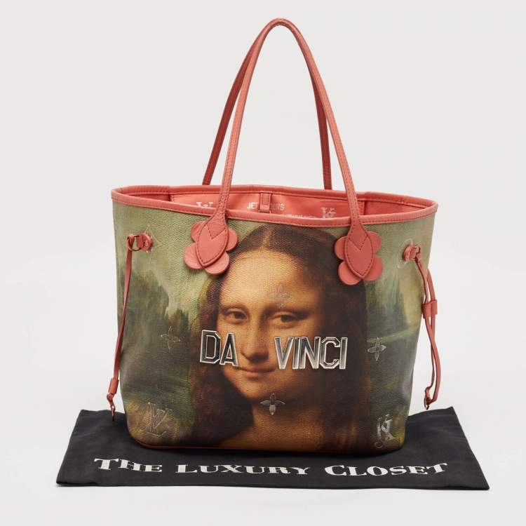 Pre Owned Louis Vuitton x Jeff Koons Pink Coated Canvas Da Vinci Master's Neverfull MM