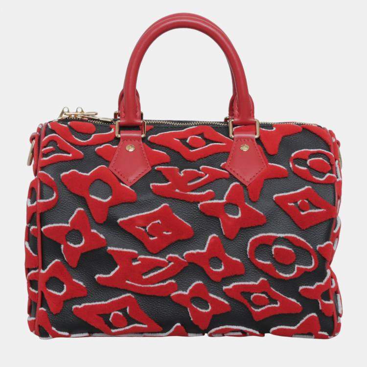Pre Owned Louis Vuitton x Urs Fischer Tufted Monogram Speedy Bandouliere 25 Bag