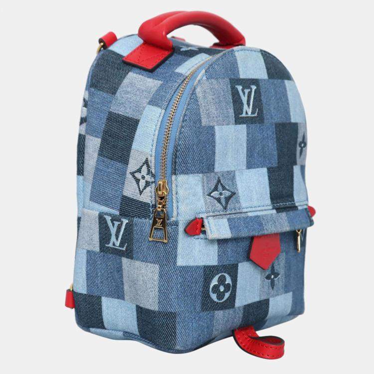 Pre Owned Louis Blue Canvas Vuitton Monogram Denim Mini Palm Springs Backpack