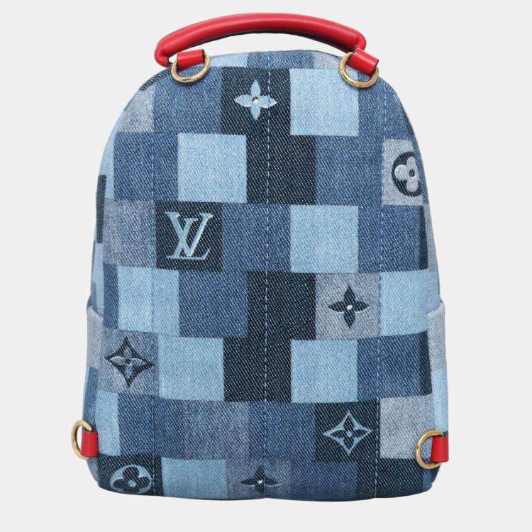 Pre Owned Louis Blue Canvas Vuitton Monogram Denim Mini Palm Springs Backpack
