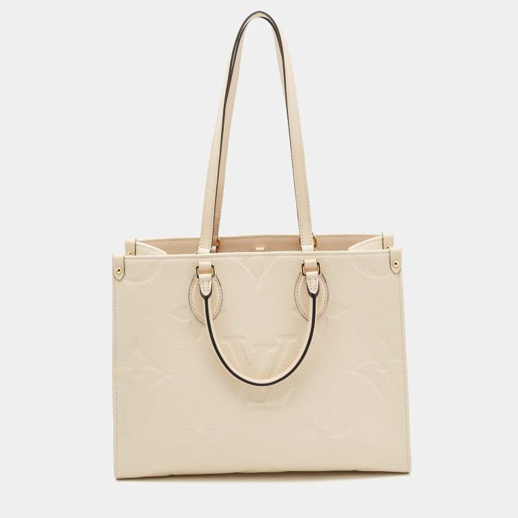 Pre Owned Louis Vuitton Cream Monogram Empriente Leather Giant Onthego MM Bag