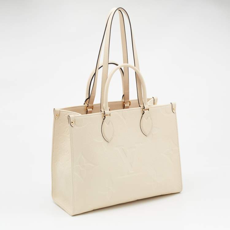 Pre Owned Louis Vuitton Cream Monogram Empriente Leather Giant Onthego MM Bag