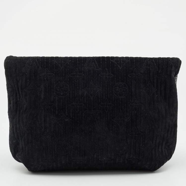 Pre Owned Louis Vuitton Black Monogram Suede Limited Edition Motard Afterdark Clutch
