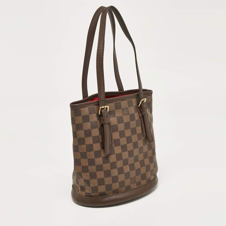Pre Owned Louis Vuitton Damier Ebene Canvas Marais Bucket Bag