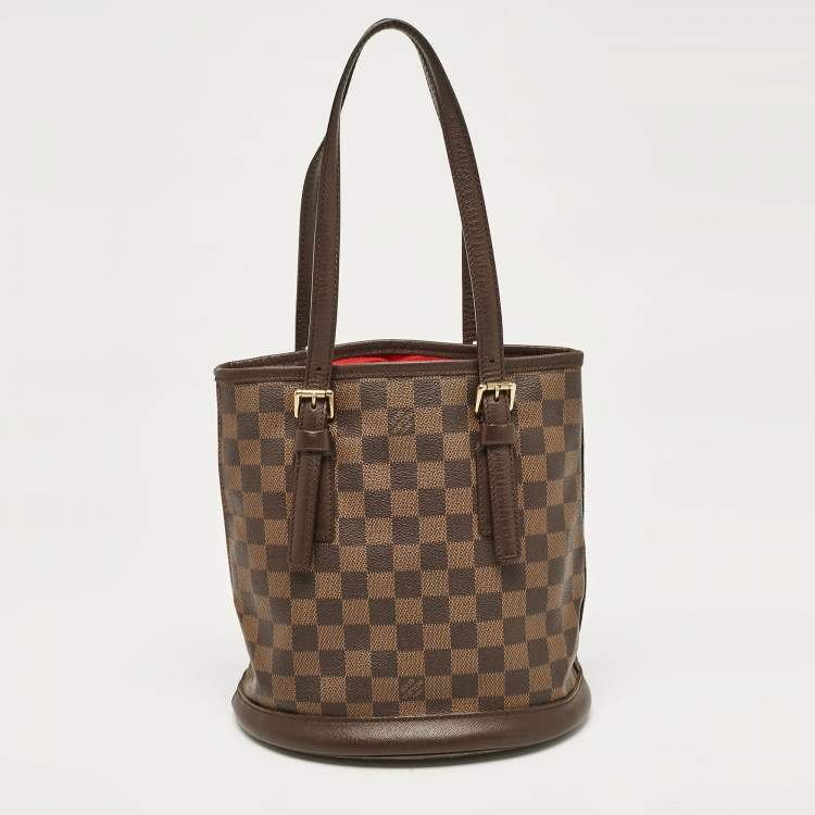 Pre Owned Louis Vuitton Damier Ebene Canvas Marais Bucket Bag