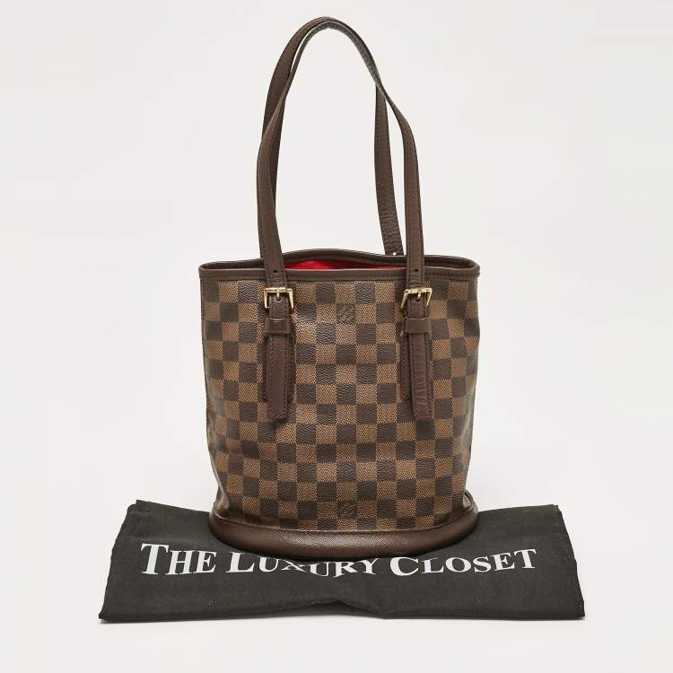 Pre Owned Louis Vuitton Damier Ebene Canvas Marais Bucket Bag