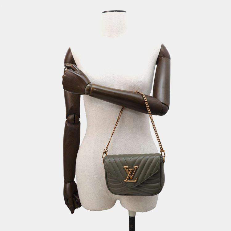 Pre Owned Louis Vuitton Green Khaki Leather Multi Pochette New Wave Bag