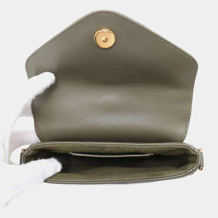 Pre Owned Louis Vuitton Green Khaki Leather Multi Pochette New Wave Bag