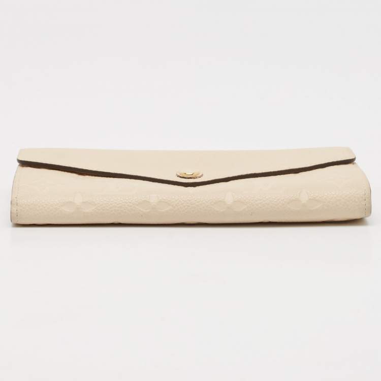 Pre Owned Louis Vuitton Tourterelle Monogram Empreinte Leather Sarah Wallet