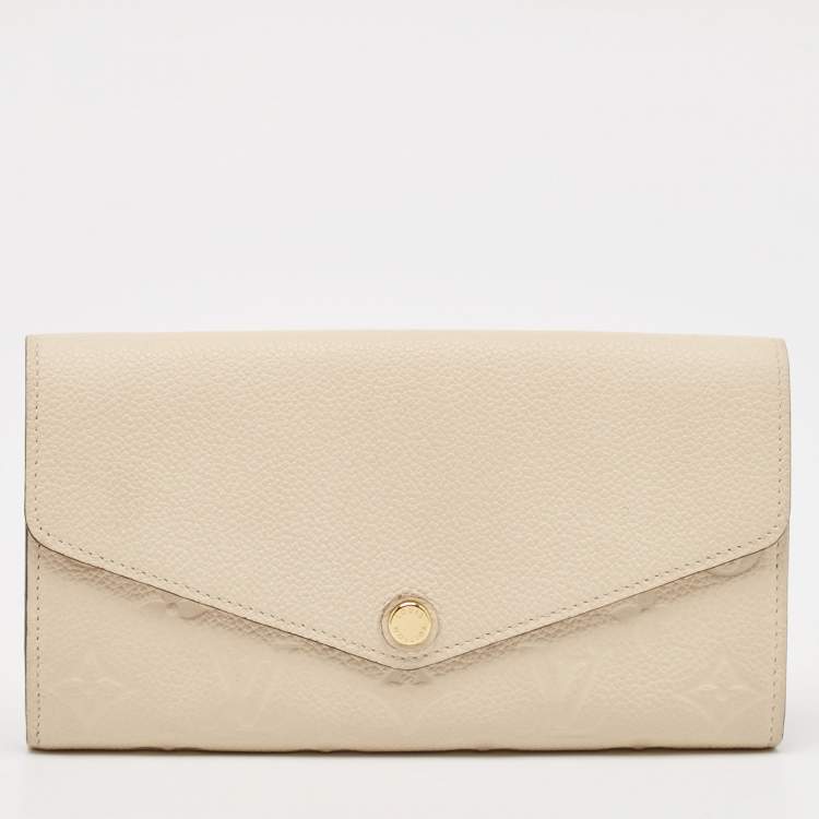 Pre Owned Louis Vuitton Tourterelle Monogram Empreinte Leather Sarah Wallet