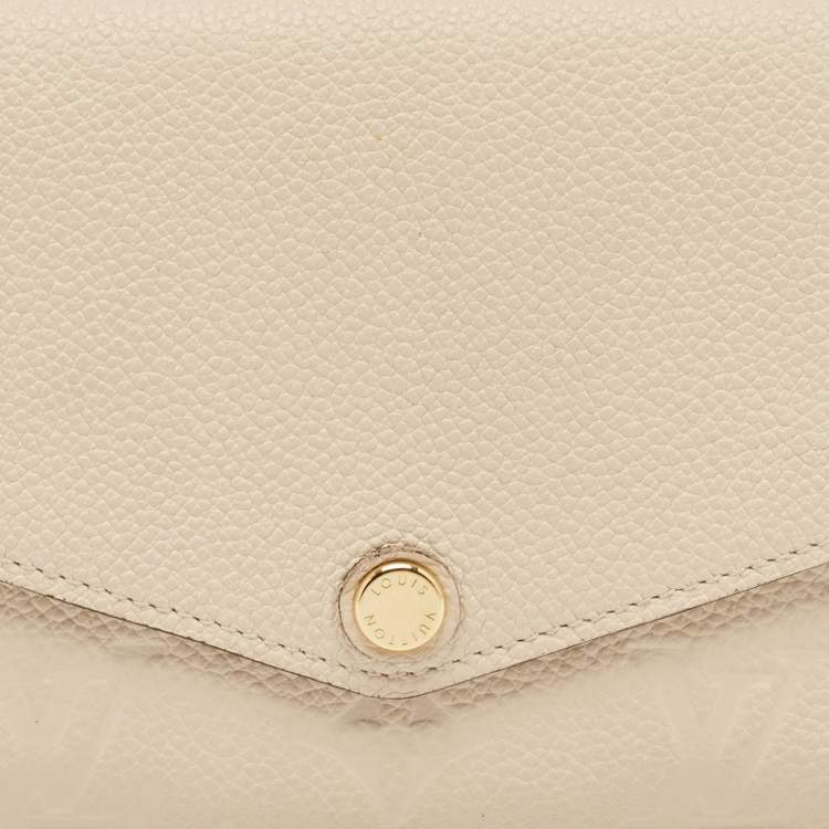 Pre Owned Louis Vuitton Tourterelle Monogram Empreinte Leather Sarah Wallet
