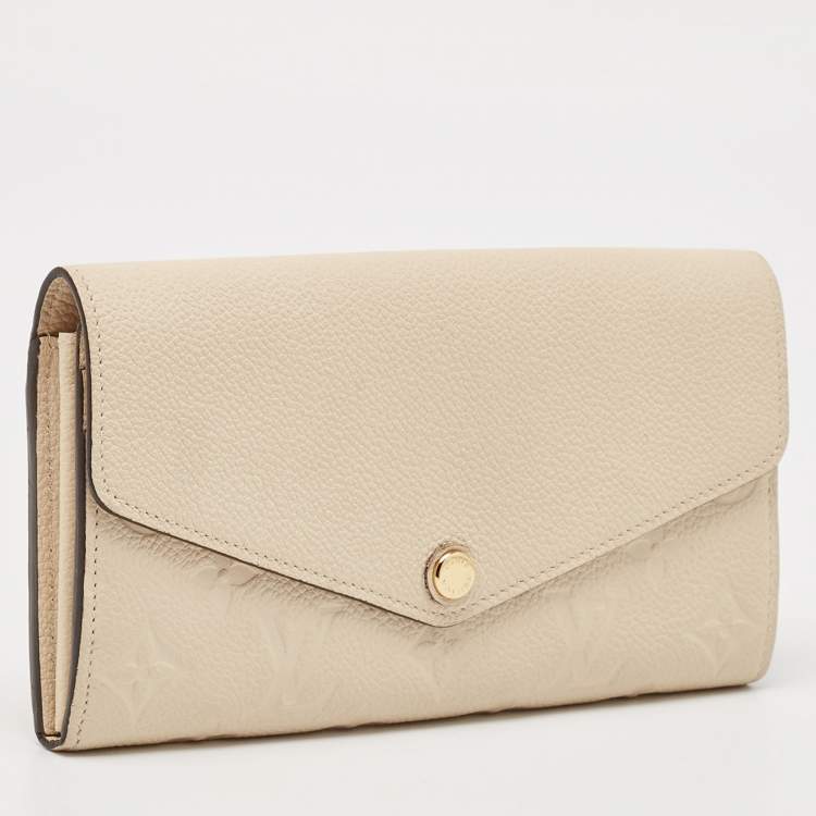 Pre Owned Louis Vuitton Tourterelle Monogram Empreinte Leather Sarah Wallet