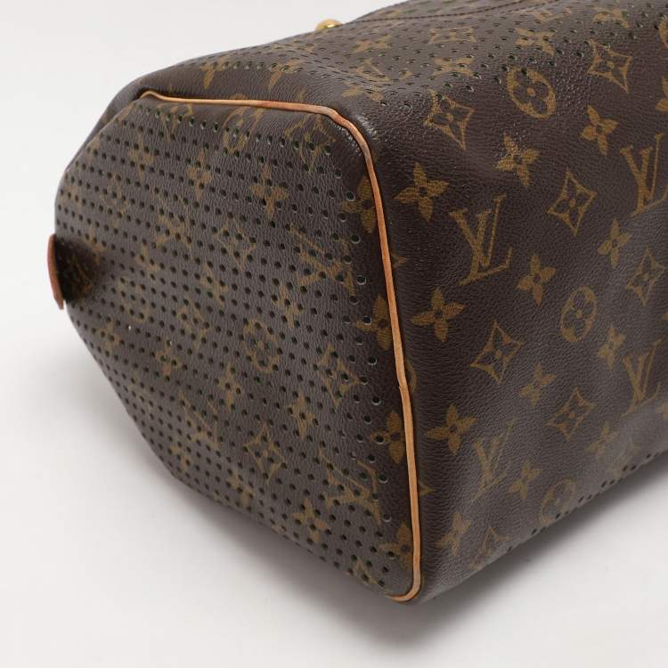 Pre Owned Louis Vuitton Green Monogram Perforated Canvas Limited Edition Speedy 30 Bag