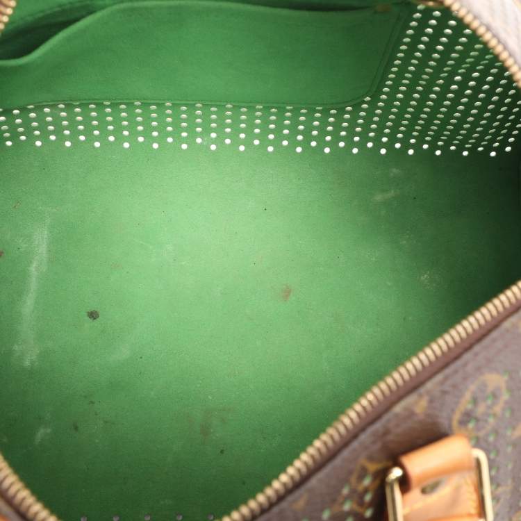Pre Owned Louis Vuitton Green Monogram Perforated Canvas Limited Edition Speedy 30 Bag