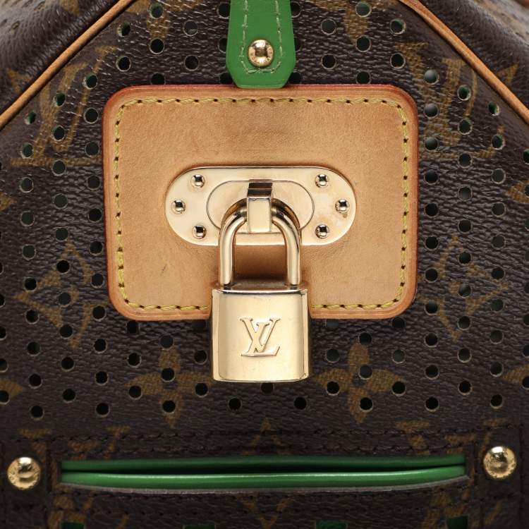Pre Owned Louis Vuitton Green Monogram Perforated Canvas Limited Edition Speedy 30 Bag