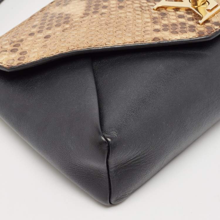 Pre Owned Louis Vuitton Black/Beige Python and Leather Love Note Bag