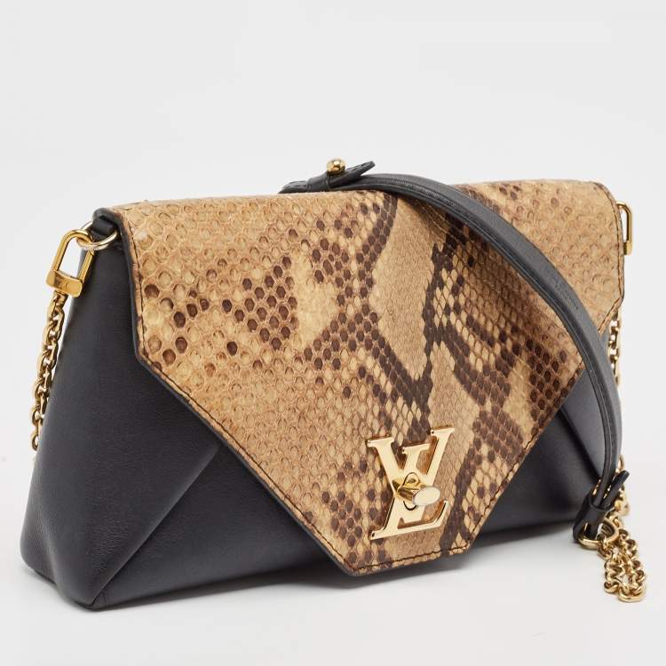 Pre Owned Louis Vuitton Black/Beige Python and Leather Love Note Bag