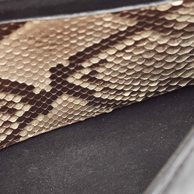 Pre Owned Louis Vuitton Black/Beige Python and Leather Love Note Bag