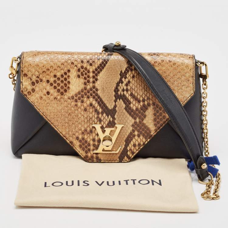 Pre Owned Louis Vuitton Black/Beige Python and Leather Love Note Bag