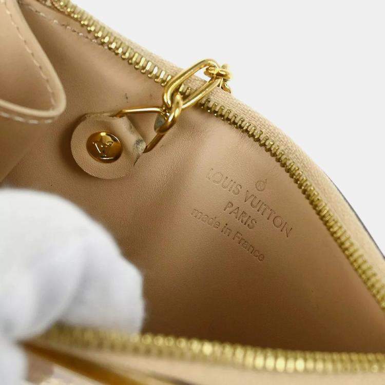 Pre Owned Louis Vuitton Beige Monogram Vernis Leather Pochette Cles Coin Purse