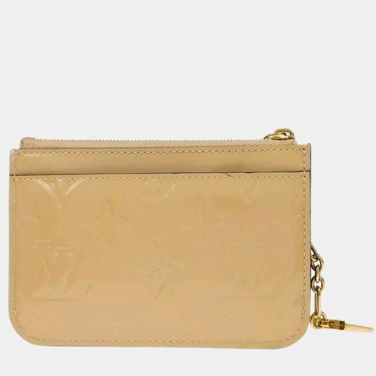 Pre Owned Louis Vuitton Beige Monogram Vernis Leather Pochette Cles Coin Purse