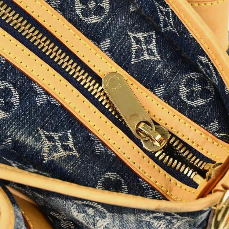 Pre Owned Louis Vuitton Blue Monogram Denim Cabas Raye GM Tote Bag
