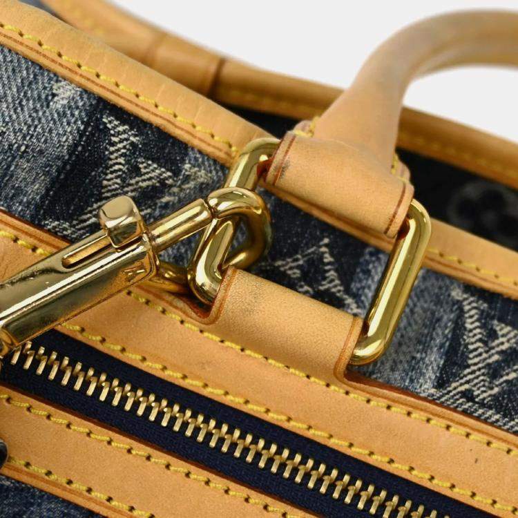 Pre Owned Louis Vuitton Blue Monogram Denim Cabas Raye GM Tote Bag