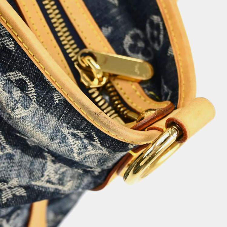 Pre Owned Louis Vuitton Blue Monogram Denim Cabas Raye GM Tote Bag