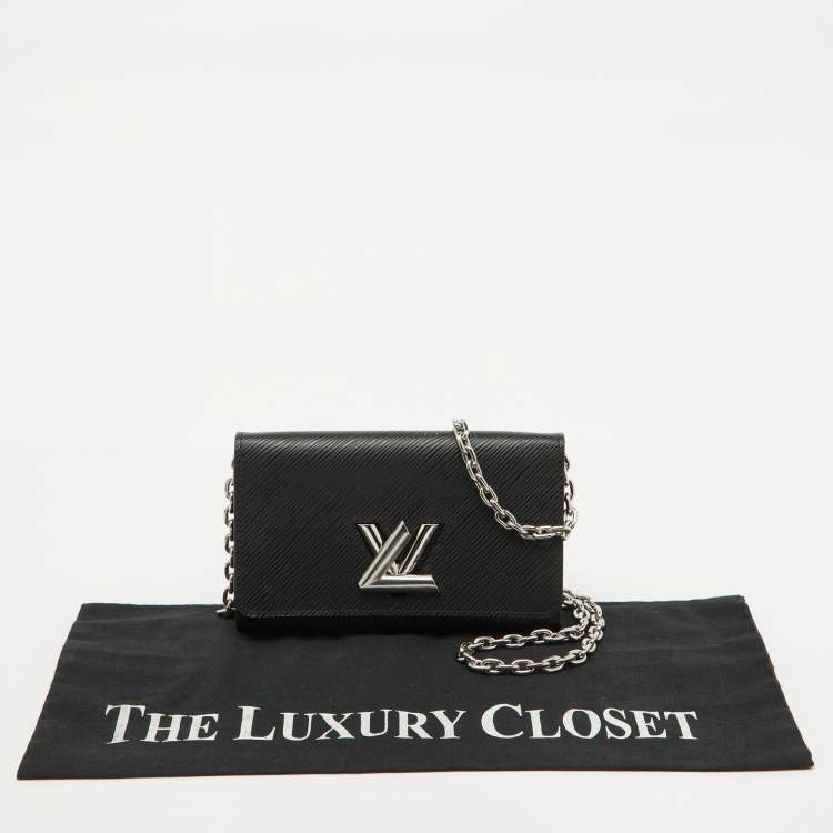 Pre Owned Louis Vuitton Black Epi Leather Twist Wallet on Chain