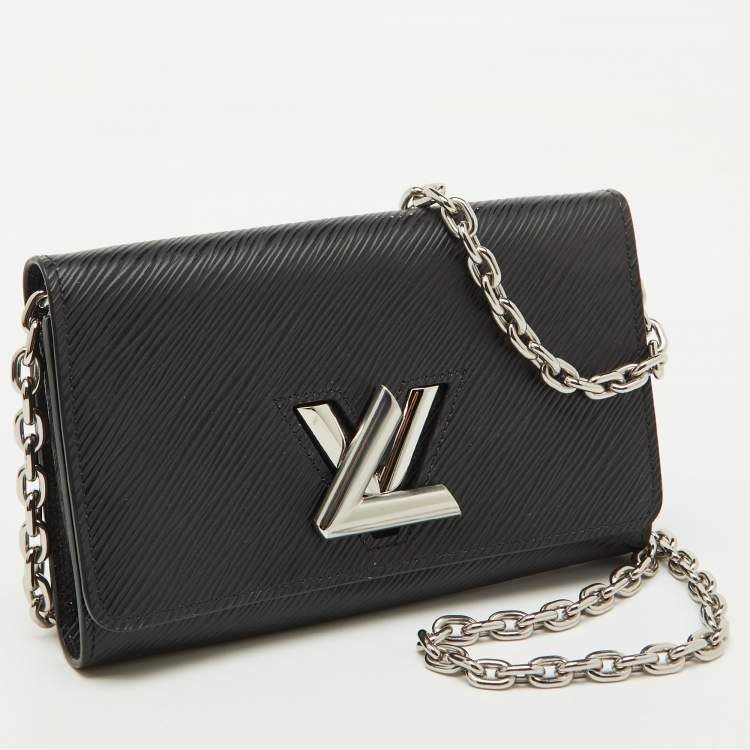 Pre Owned Louis Vuitton Black Epi Leather Twist Wallet on Chain