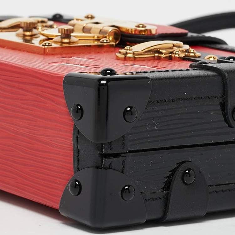 Pre Owned Louis Vuitton Black/Red Epi Leather Petite Malle Bag